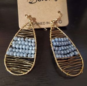 Blue Seed Beaded Earrings